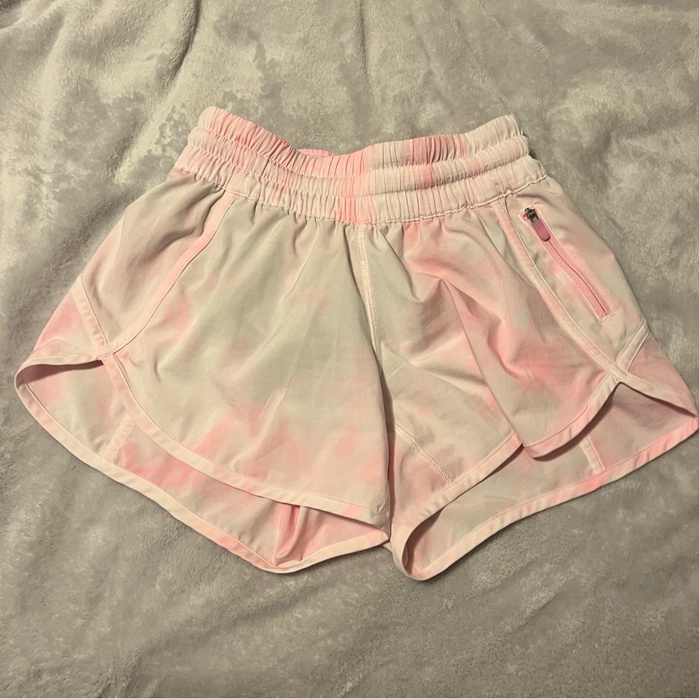Lululemon Pink and White Tracker Shorts Size 4